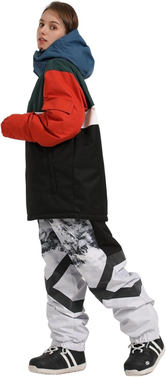 image:imageGSOU SNOW Womens Ski Pants Mens Snowboard Pants Waterproof Snow Pants for Winter Outdoor Sport WarmWhite