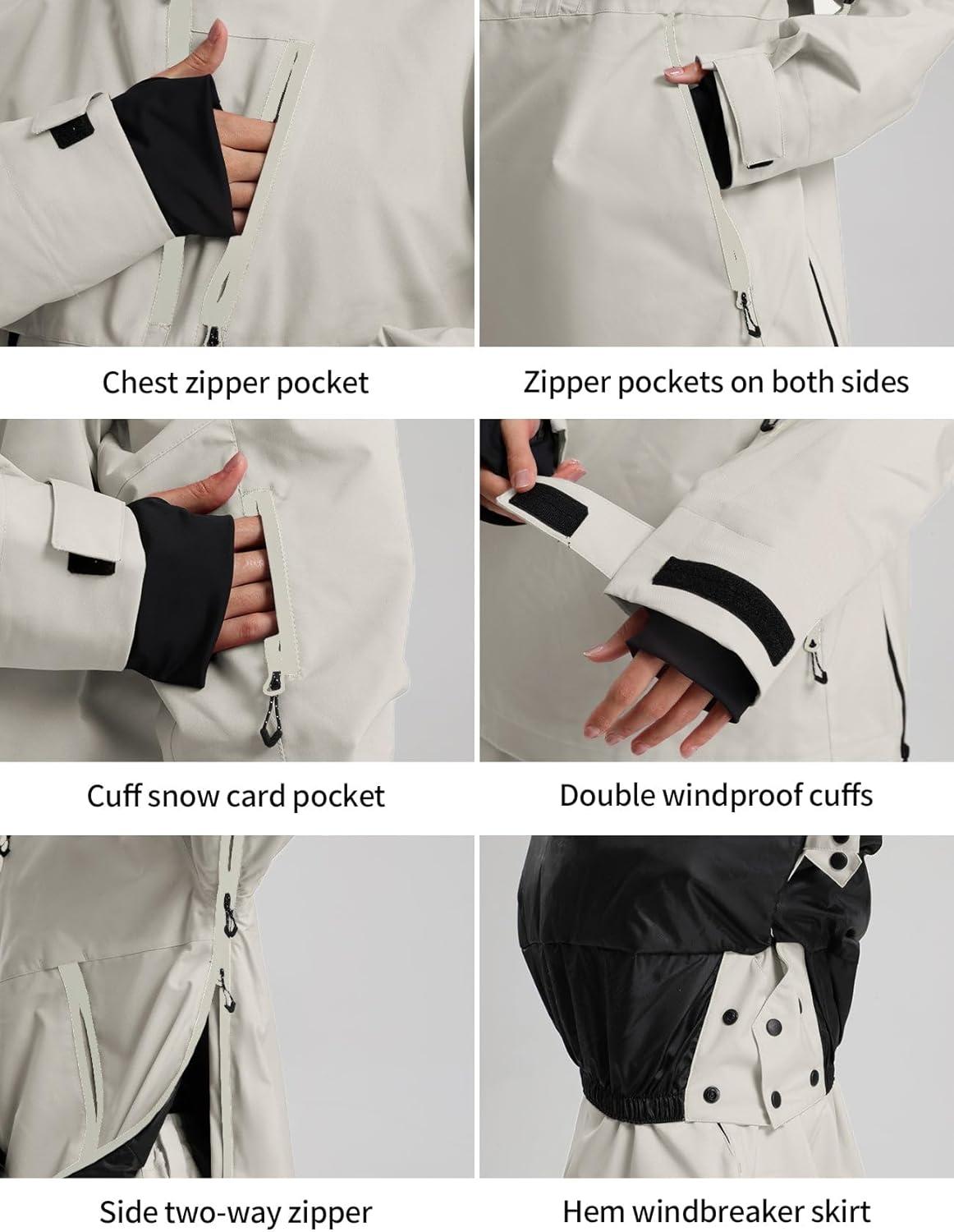 image:imageGSOU SNOW Womens Snowboard Jacket Baggy Ski Jackets Waterproof Snow Hooded Coat Windproof Mountain Winter Outdoor Sports