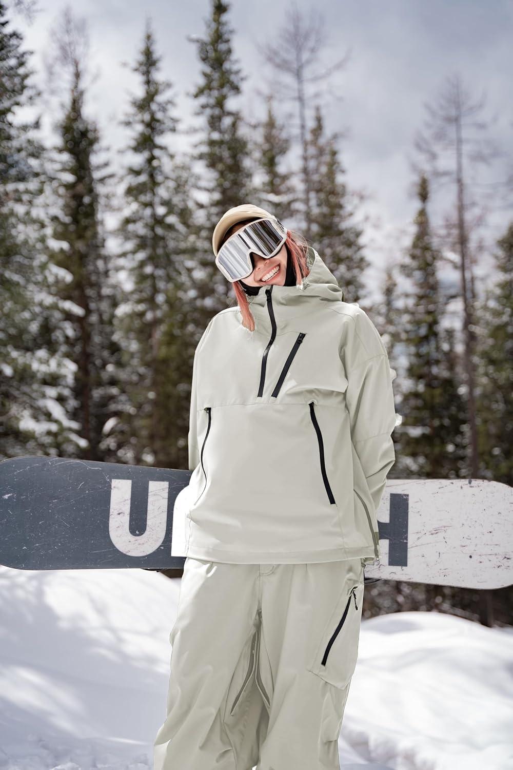 image:imageGSOU SNOW Womens Snowboard Jacket Baggy Ski Jackets Waterproof Snow Hooded Coat Windproof Mountain Winter Outdoor Sports