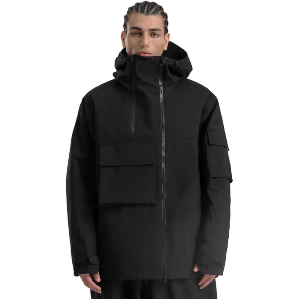 image:imageGSOU SNOW Men Ski Jacket Snowboard Waterproof Baggy Snow Coat Warm Winter Sport HoodedBlack 1