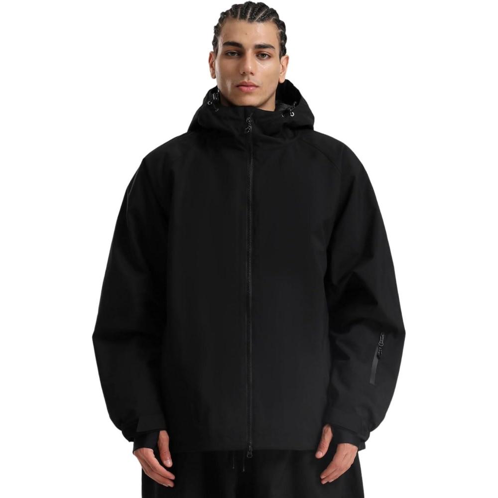 image:imageGSOU SNOW Men Ski Jacket Snowboard Waterproof Baggy Snow Coat Warm Winter Sport HoodedBlack