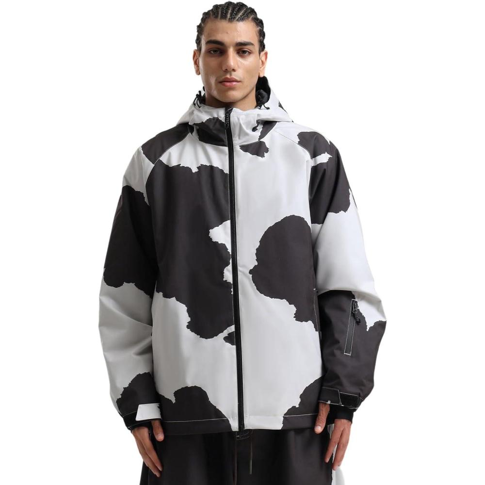 image:imageGSOU SNOW Men Ski Jacket Snowboard Waterproof Baggy Snow Coat Warm Winter Sport HoodedCow
