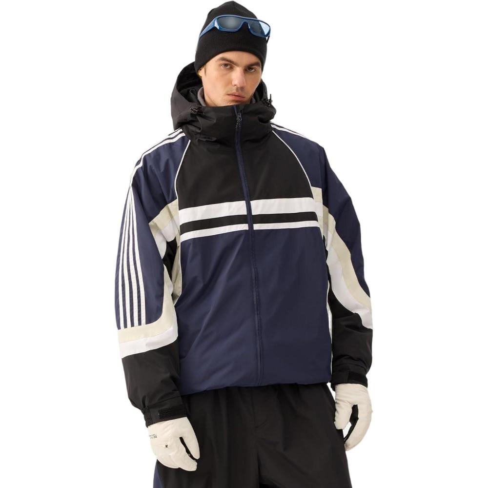 image:imageGSOU SNOW Men Ski Jacket Women Baggy Snowboard Jacket Snow Coat Mountain Jacket Hooded Waterproof Windproof Reflective StripBlue