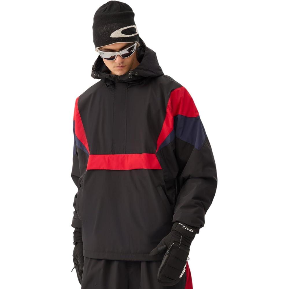 image:imageGSOU SNOW Mens Baggy Snowboard Jackets Waterproof Ski Jacket Women Insulated Pullover 2L Snow CoatBlackred