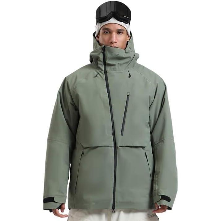 image:imageGSOU SNOW Mens Snowboard Jacket Waterproof Ski Coat Winter Snow Insulated Windproof JacketArmy Green