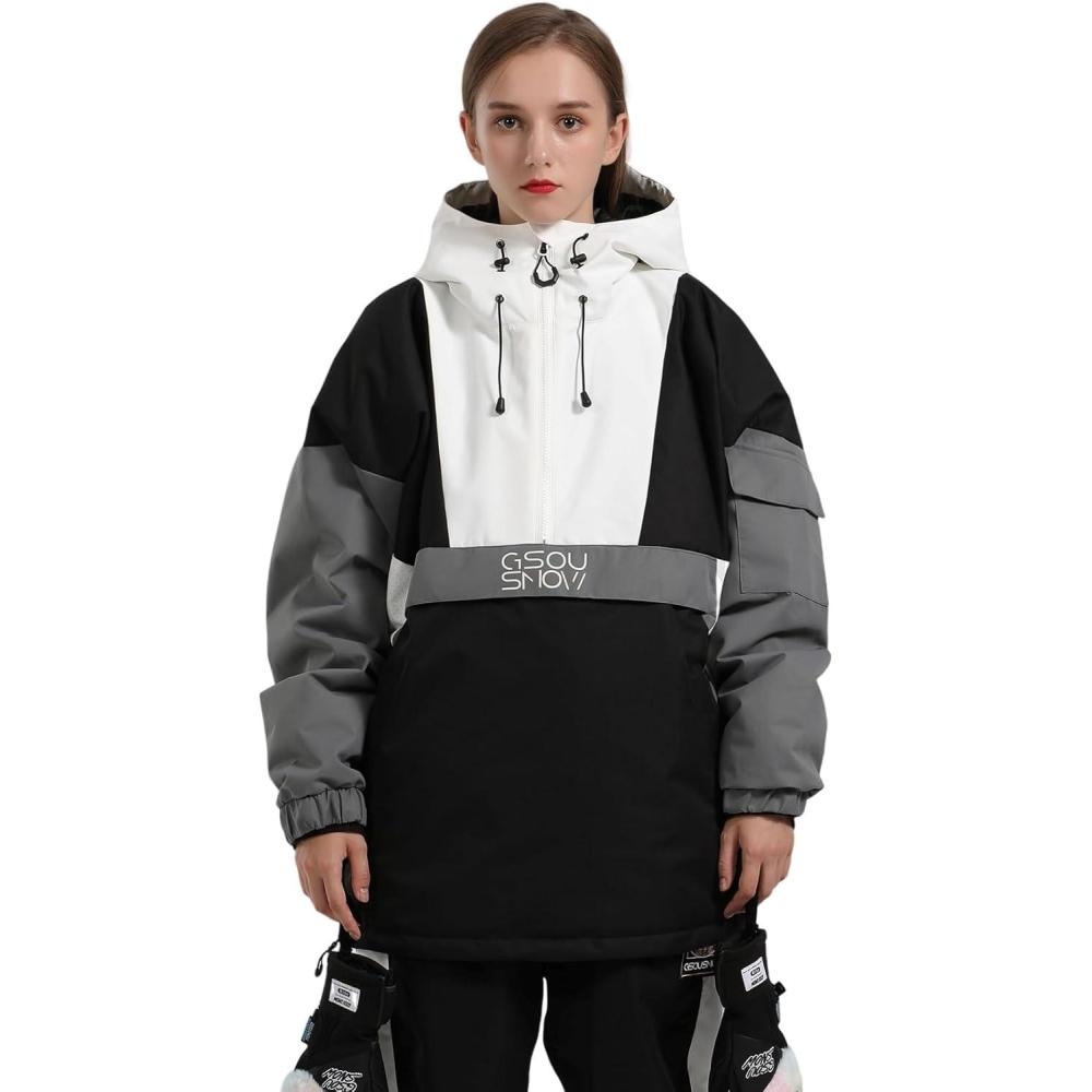 image:imageGSOU SNOW Ski Jacket Waterproof Windproof Snowboarding Men Women Insulated Warm FabricBlack White