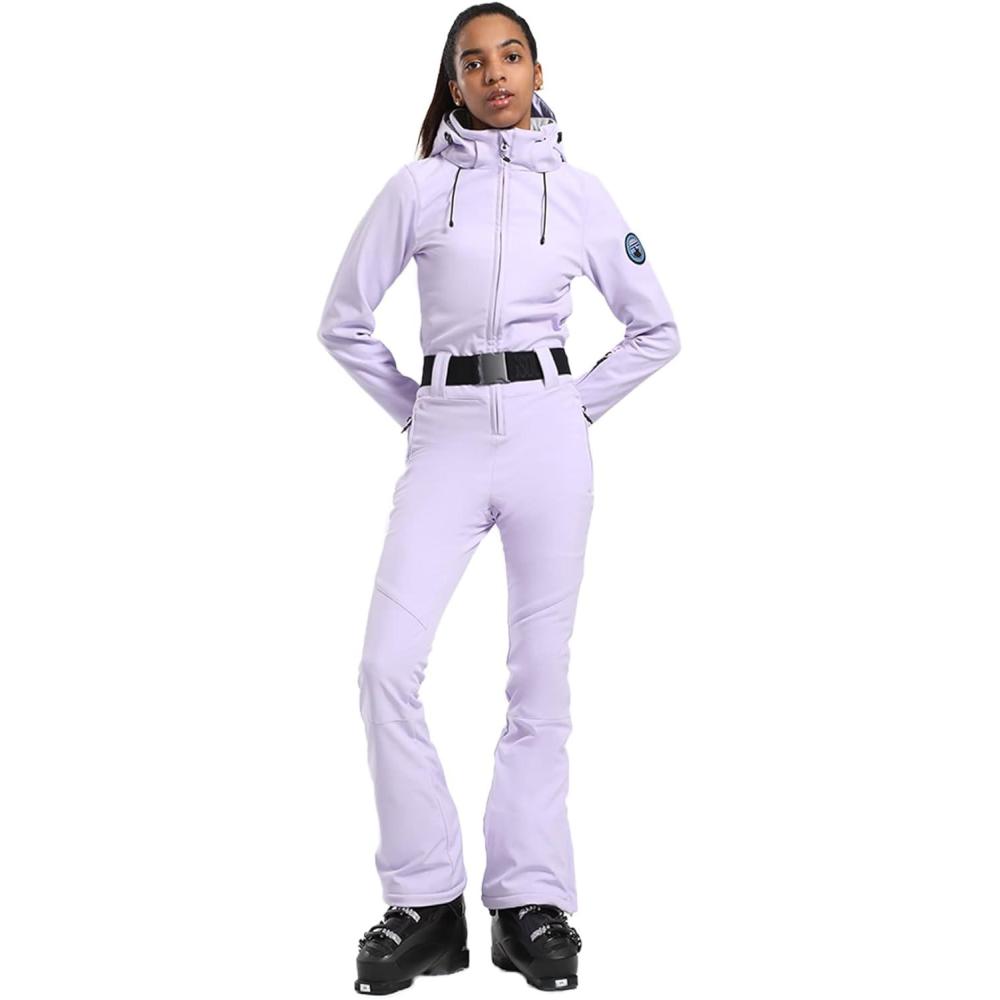 image:imageGSOU SNOW Ski Suit Women Snowsuit Slim One Piece Jumpsuit Snow Jackets Waterproof Winter Windproof Outdoor Sports WarmPurple