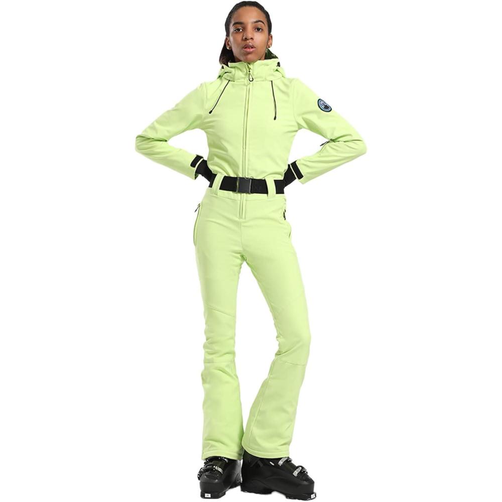 image:imageGSOU SNOW Ski Suit Women Snowsuit Slim One Piece Jumpsuit Snow Jackets Waterproof Winter Windproof Outdoor Sports WarmYellow Green