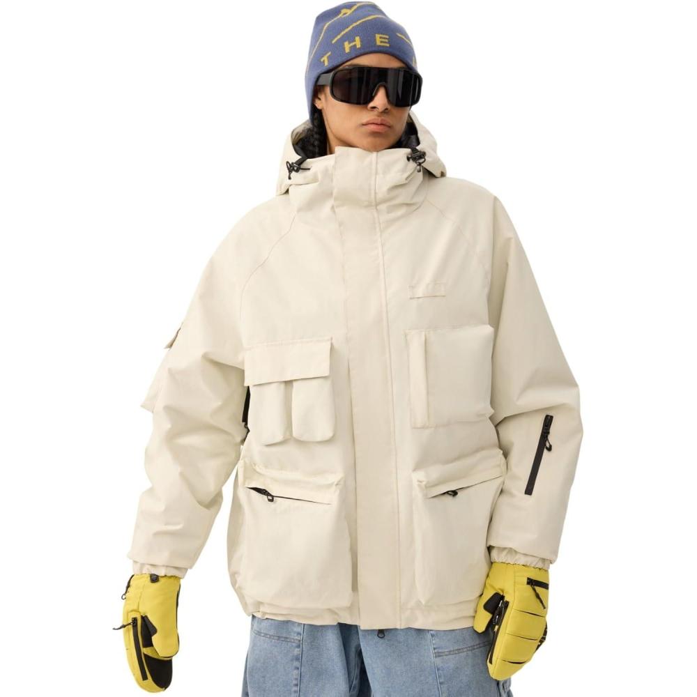 image:imageGSOU SNOW Snowboard Jacket Men Ski Jackets Women Snow Jacket Snowboarding Coat Mountain Hooded Waterproof WindproofBeige03
