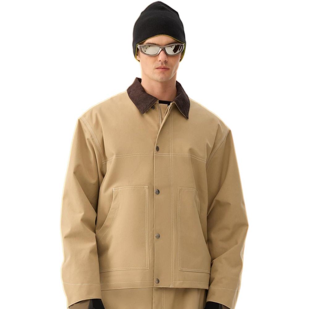 image:imageGSOU SNOW Snowboard Jacket Men Ski Jackets Women Snow Jacket Snowboarding Coat Mountain Hooded Waterproof WindproofKhaki 1
