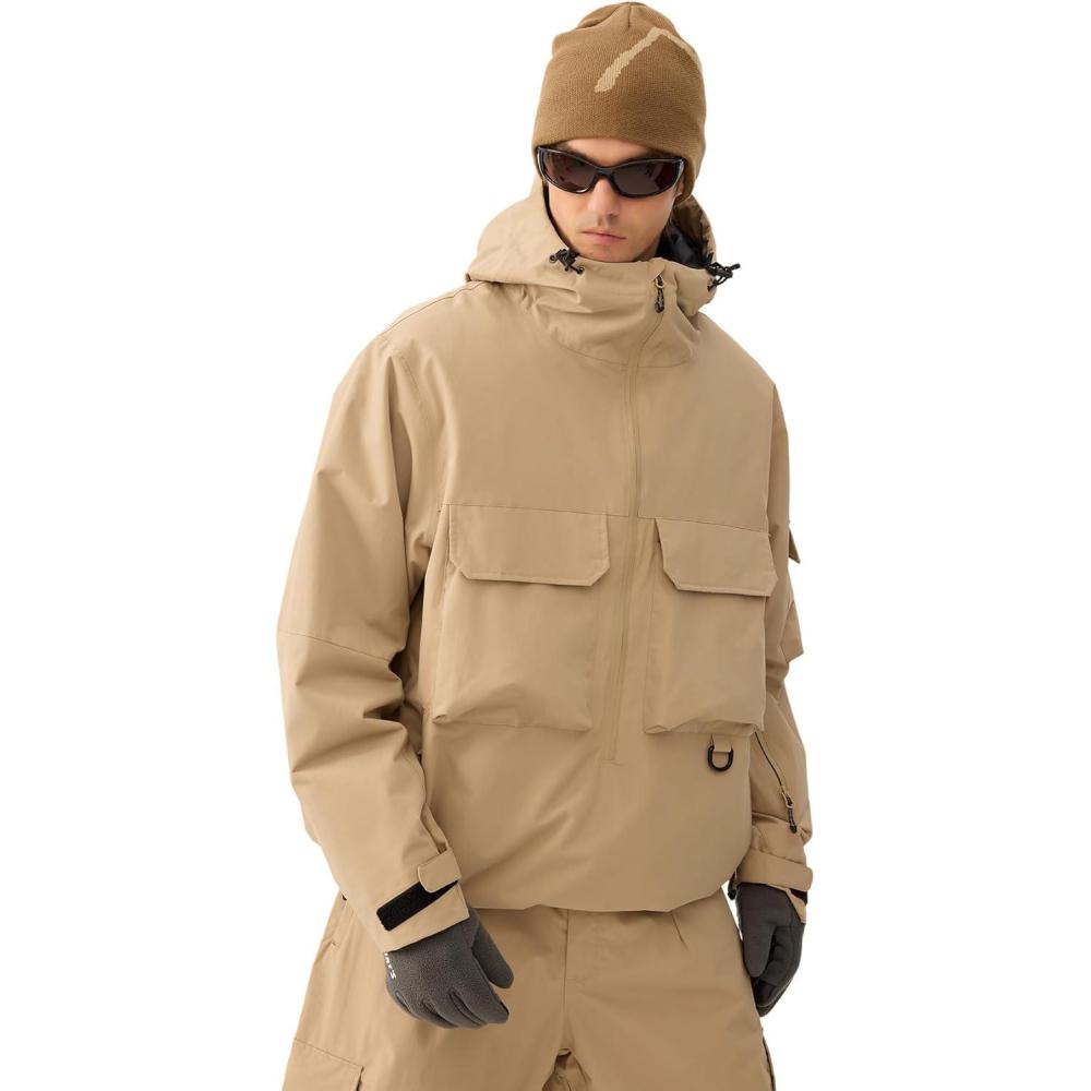 image:imageGSOU SNOW Snowboard Jacket Men Ski Jackets Women Snow Jacket Snowboarding Coat Mountain Hooded Waterproof WindproofKhaki