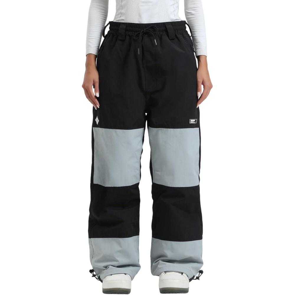 image:imageGSOU SNOW Womens Ski Pants Mens Snowboard Pants Waterproof Snow Pants for Winter Outdoor Sport WarmBlack Light Gray