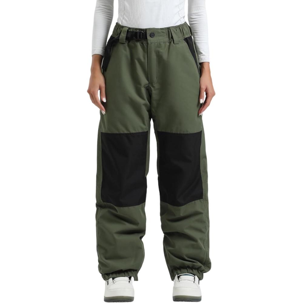 image:imageGSOU SNOW Womens Ski Pants Mens Snowboard Pants Waterproof Snow Pants for Winter Outdoor Sport WarmDark Green