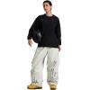 GSOU SNOW Men Baggy Snowboard Pants Women Snow Pants Waterproof Cargo Snowboarding Ski Pants with Reflective Flame Graphic(Beige)