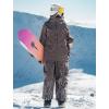 GSOU SNOW Men Baggy Snowboard Pants Women Snow Pants Waterproof Cargo Snowboarding Ski Pants with Reflective Flame Graphic(Dark Coffe)