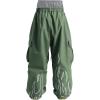 GSOU SNOW Men Baggy Snowboard Pants Women Snow Pants Waterproof Cargo Snowboarding Ski Pants with Reflective Flame Graphic(Green)