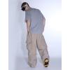 GSOU SNOW Men Baggy Snowboard Pants Women Snow Pants Waterproof Cargo Snowboarding Ski Pants with Reflective Flame Graphic(Khaki)