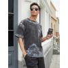 GSOU SNOW Men Oversized T Shirt Cotton Casual Unisex Short Sleeve Vintage Baggy Tee Shirts Washed Mens Streetwear(Black+grey+coffee)