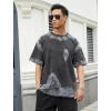 GSOU SNOW Men Oversized T Shirt Cotton Casual Unisex Short Sleeve Vintage Baggy Tee Shirts Washed Mens Streetwear(Black+grey+grey)