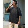 GSOU SNOW Men Oversized T Shirt Cotton Casual Unisex Short Sleeve Vintage Baggy Tee Shirts Washed Mens Streetwear(Black+white+navy)