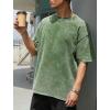 GSOU SNOW Men Oversized T Shirt Cotton Casual Unisex Short Sleeve Vintage Baggy Tee Shirts Washed Mens Streetwear(Washed Black Grey Grass Green)