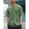 GSOU SNOW Men Oversized T Shirt Cotton Casual Unisex Short Sleeve Vintage Baggy Tee Shirts Washed Mens Streetwear(Washed Black Grey Grass Green)