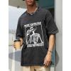 GSOU SNOW Men Oversized T Shirt Cotton Casual Unisex Short Sleeve Vintage Baggy Tee Shirts Washed Mens Streetwear(Washed Black-2)