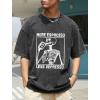 GSOU SNOW Men Oversized T Shirt Cotton Casual Unisex Short Sleeve Vintage Baggy Tee Shirts Washed Mens Streetwear(Washed Black-2)