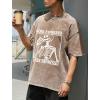 GSOU SNOW Men Oversized T Shirt Cotton Casual Unisex Short Sleeve Vintage Baggy Tee Shirts Washed Mens Streetwear(Washed Coffee-2)