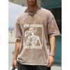 GSOU SNOW Men Oversized T Shirt Cotton Casual Unisex Short Sleeve Vintage Baggy Tee Shirts Washed Mens Streetwear(Washed Coffee-2)