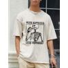 GSOU SNOW Men Oversized T Shirt Cotton Casual Unisex Short Sleeve Vintage Baggy Tee Shirts Washed Mens Streetwear(Washed Khaki-2)