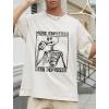 GSOU SNOW Men Oversized T Shirt Cotton Casual Unisex Short Sleeve Vintage Baggy Tee Shirts Washed Mens Streetwear(Washed Khaki-2)