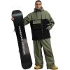 GSOU SNOW Men Ski Jacket Snowboard Waterproof Baggy Snow Coat Warm Winter Sport Hooded(Black Army Green)