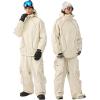 GSOU SNOW Men Ski Jacket Women Baggy Snowboard Jacket Snow Coat Mountain Jacket Hooded Waterproof Windproof Reflective Strip(Beige)