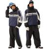 GSOU SNOW Men Ski Jacket Women Baggy Snowboard Jacket Snow Coat Mountain Jacket Hooded Waterproof Windproof Reflective Strip(Blue)