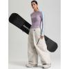 GSOU SNOW Mens Baggy Snowboard Pants Womens Snow Pants Loose Waterproof Ski Pants for Skiing(Beige)