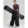 GSOU SNOW Mens Baggy Snowboard Pants Womens Snow Pants Loose Waterproof Ski Pants for Skiing(Black)