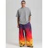 GSOU SNOW Mens Baggy Snowboard Pants Womens Snow Pants Loose Waterproof Ski Pants for Skiing(Red Yellow)