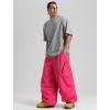 GSOU SNOW Mens Baggy Snowboard Pants Womens Snow Pants Loose Waterproof Ski Pants for Skiing(Rose Red)