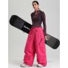 GSOU SNOW Mens Baggy Snowboard Pants Womens Snow Pants Loose Waterproof Ski Pants for Skiing(Rose Red)