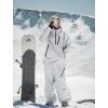 GSOU SNOW Mens Baggy Snowboard Pants Womens Snow Pants Loose Waterproof Ski Pants for Skiing(White Grey)