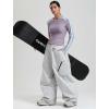 GSOU SNOW Mens Baggy Snowboard Pants Womens Snow Pants Loose Waterproof Ski Pants for Skiing(White Grey)