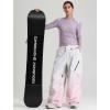 GSOU SNOW Mens Baggy Snowboard Pants Womens Snow Pants Loose Waterproof Ski Pants for Skiing(White Pink)