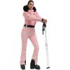 GSOU SNOW Ski Suit Women Snowsuit Slim One Piece Jumpsuit Snow Jackets Waterproof Winter Windproof Outdoor Sports Warm(All Pink)