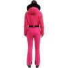 GSOU SNOW Ski Suit Women Snowsuit Slim One Piece Jumpsuit Snow Jackets Waterproof Winter Windproof Outdoor Sports Warm(All Rose Red)