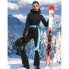 GSOU SNOW Ski Suit Women Snowsuit Slim One Piece Jumpsuit Snow Jackets Waterproof Winter Windproof Outdoor Sports Warm(Back Blue)