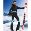 GSOU SNOW Ski Suit Women Snowsuit Slim One Piece Jumpsuit Snow Jackets Waterproof Winter Windproof Outdoor Sports Warm(Back Blue)