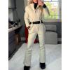 GSOU SNOW Ski Suit Women Snowsuit Slim One Piece Jumpsuit Snow Jackets Waterproof Winter Windproof Outdoor Sports Warm(Beige)