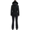 GSOU SNOW Ski Suit Women Snowsuit Slim One Piece Jumpsuit Snow Jackets Waterproof Winter Windproof Outdoor Sports Warm(Black-01)