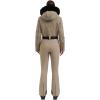 GSOU SNOW Ski Suit Women Snowsuit Slim One Piece Jumpsuit Snow Jackets Waterproof Winter Windproof Outdoor Sports Warm(Khaki)